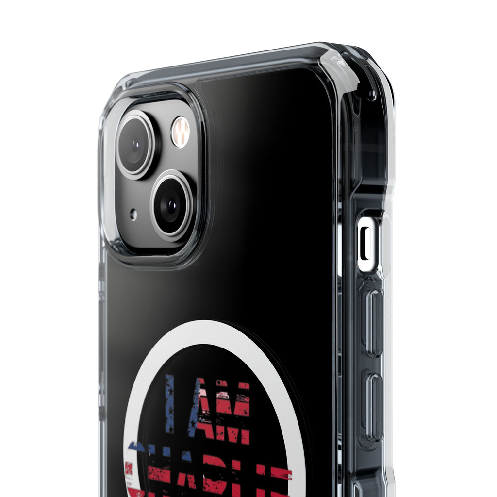 Patriotic Magnetic Phone Case - I Am Charlie Design, Clear Impact Case for iPhone, Phone Accessory, Gift for Patriots, 4th of July