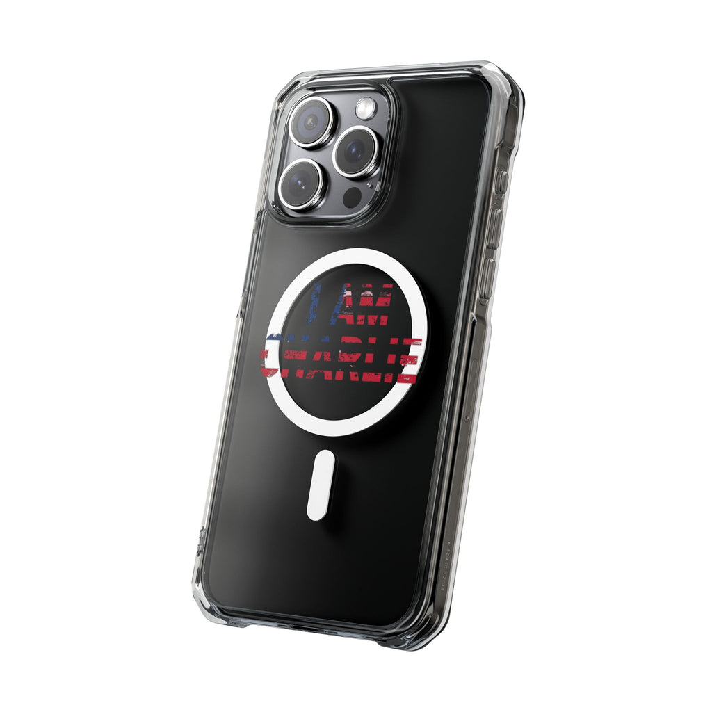 Patriotic Magnetic Phone Case - I Am Charlie Design, Clear Impact Case for iPhone, Phone Accessory, Gift for Patriots, 4th of July
