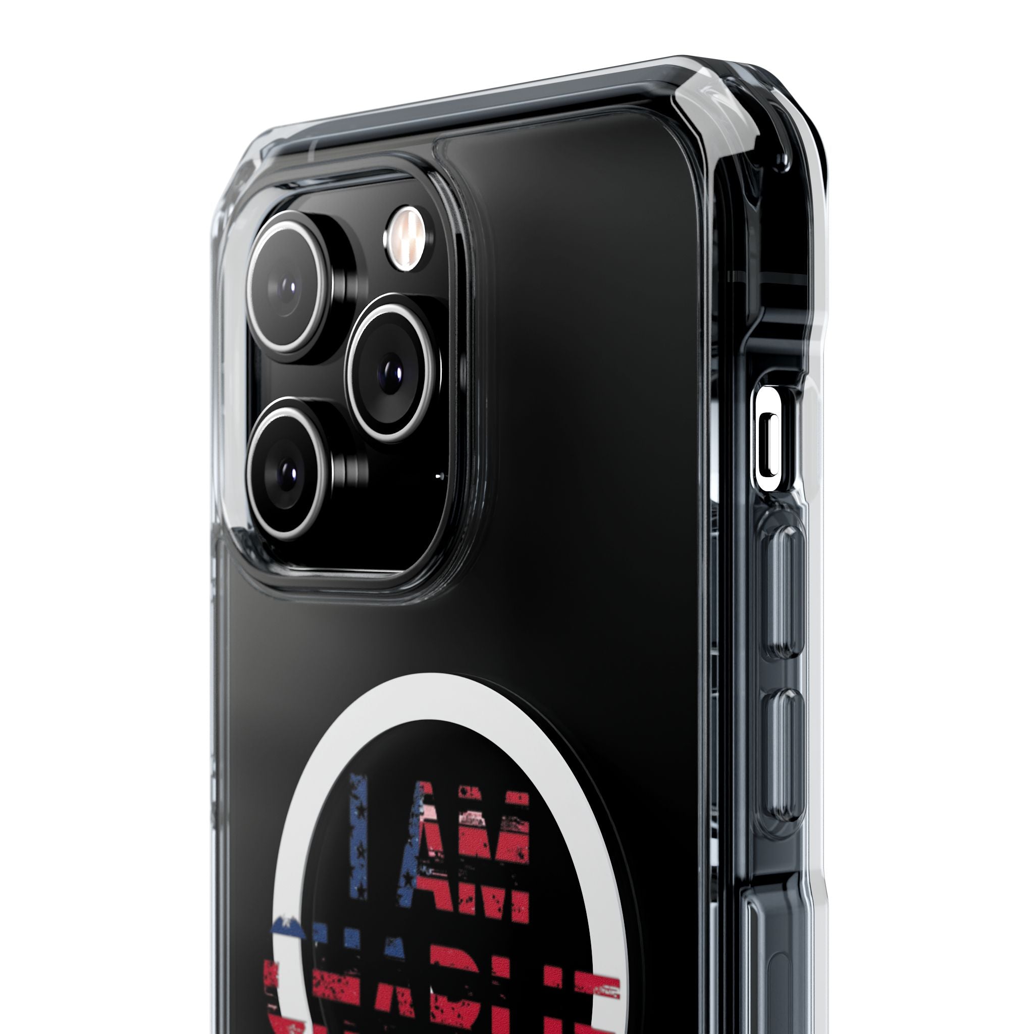 Patriotic Magnetic Phone Case - I Am Charlie Design, Clear Impact Case for iPhone, Phone Accessory, Gift for Patriots, 4th of July