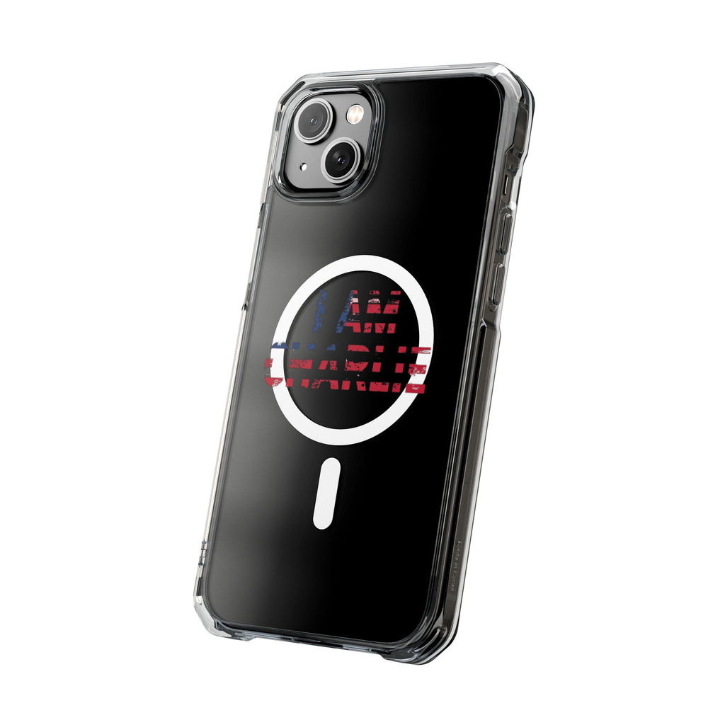 Patriotic Magnetic Phone Case - I Am Charlie Design, Clear Impact Case for iPhone, Phone Accessory, Gift for Patriots, 4th of July