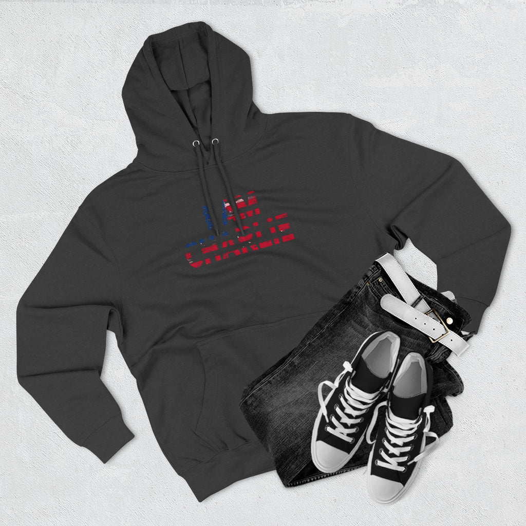 Patriotic Fleece Hoodie - I AM CHARLIE, Cozy Sweatshirt, Political Apparel, Gift for Activists, Casual Wear