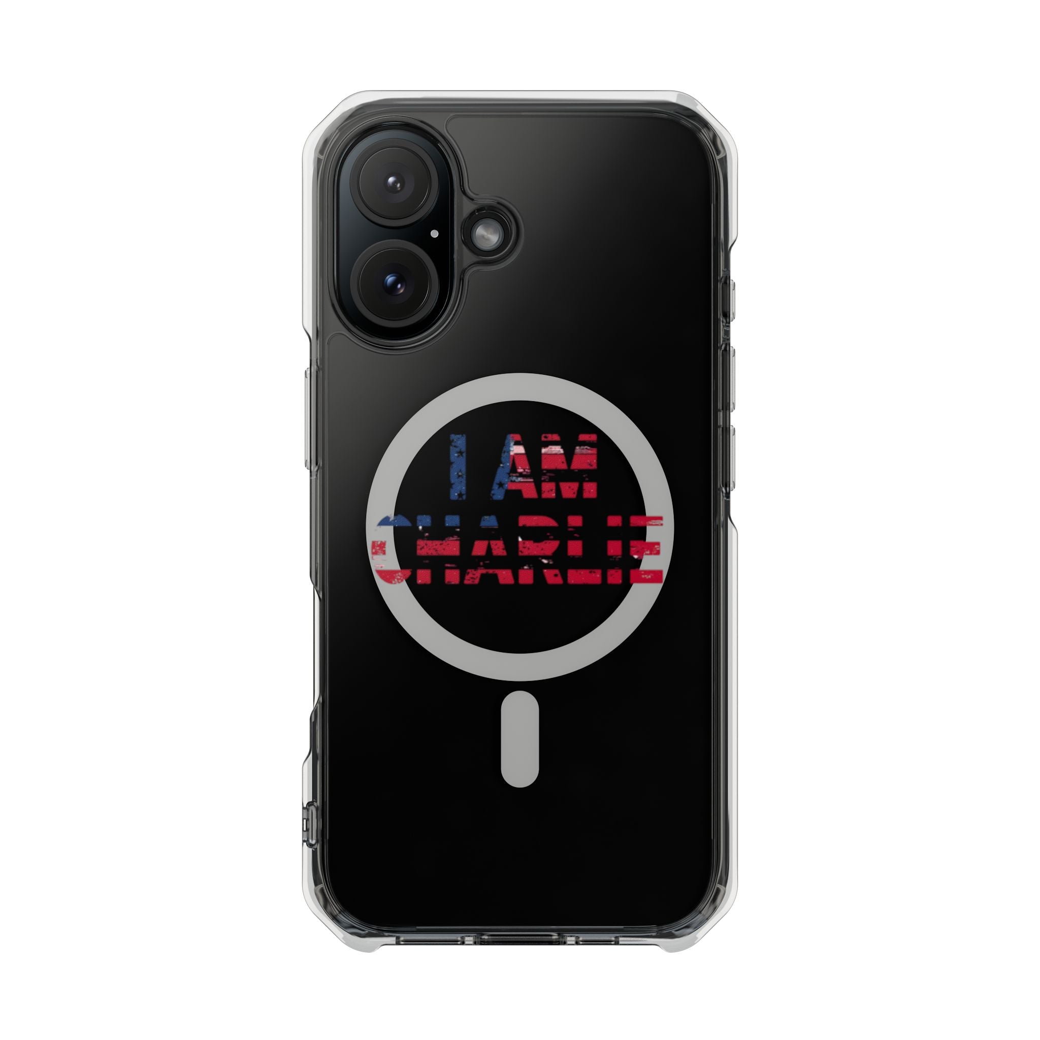 Patriotic Magnetic Phone Case - I Am Charlie Design, Clear Impact Case for iPhone, Phone Accessory, Gift for Patriots, 4th of July