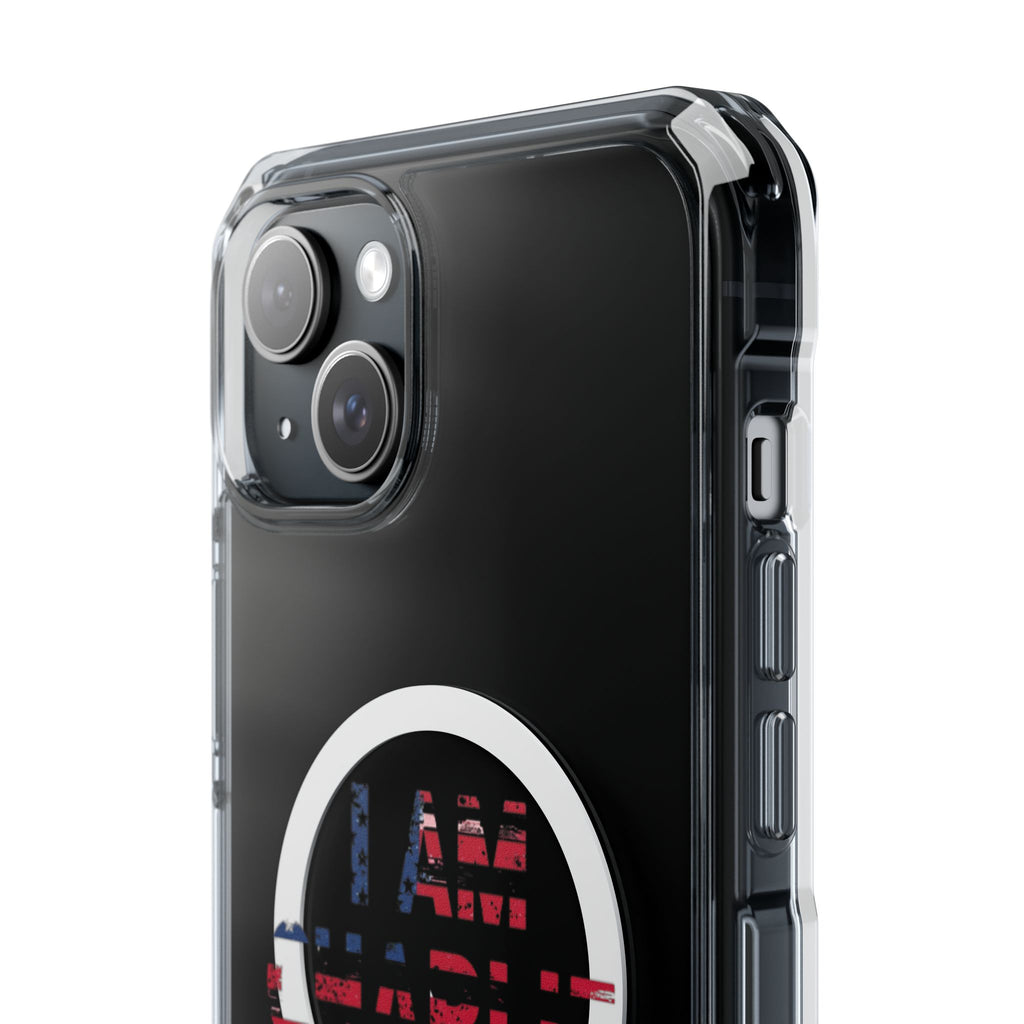 Patriotic Magnetic Phone Case - I Am Charlie Design, Clear Impact Case for iPhone, Phone Accessory, Gift for Patriots, 4th of July